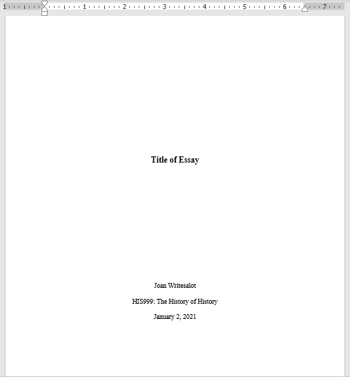 mla format title page template